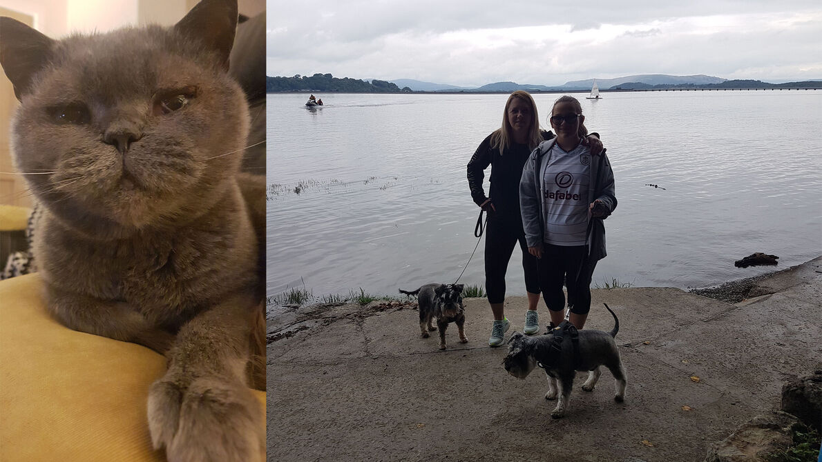 new employee with her daughter, dogs and cat