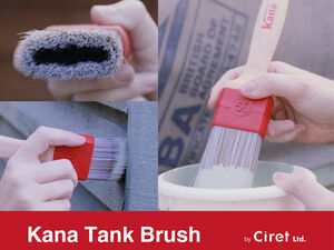 Kana Tank brush review, showing the paint brush being tested on different surfaces.
